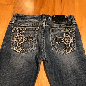 Miss Me Boot Cut Cross Pocket Jeans